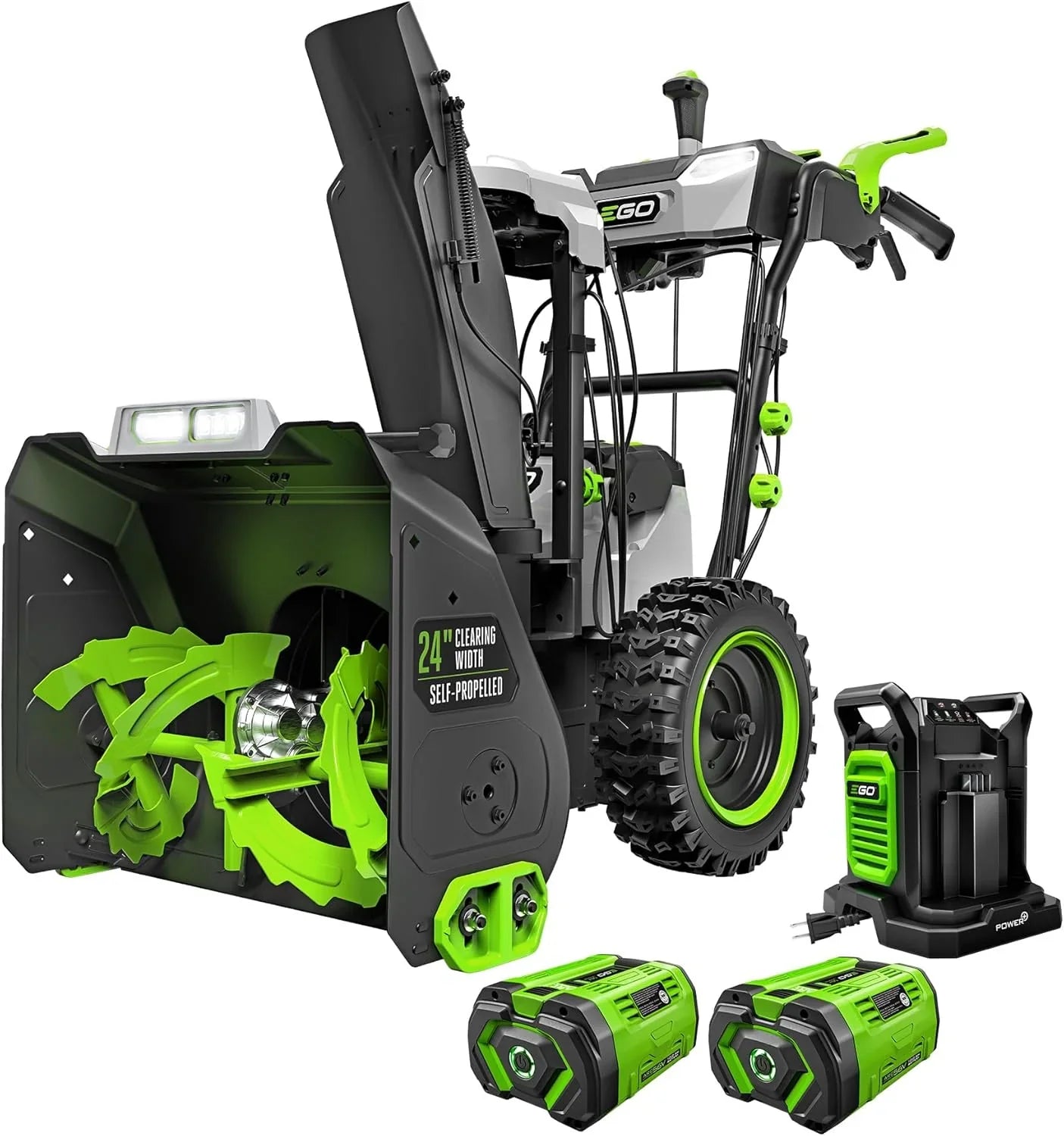 EGO Power+ SNT2405 24-Inch 56V Self-Propelled 2-Stage Cordless Electric Snow Blower with (2) 7.5Ah Batteries &amp; Dual-Port Charger