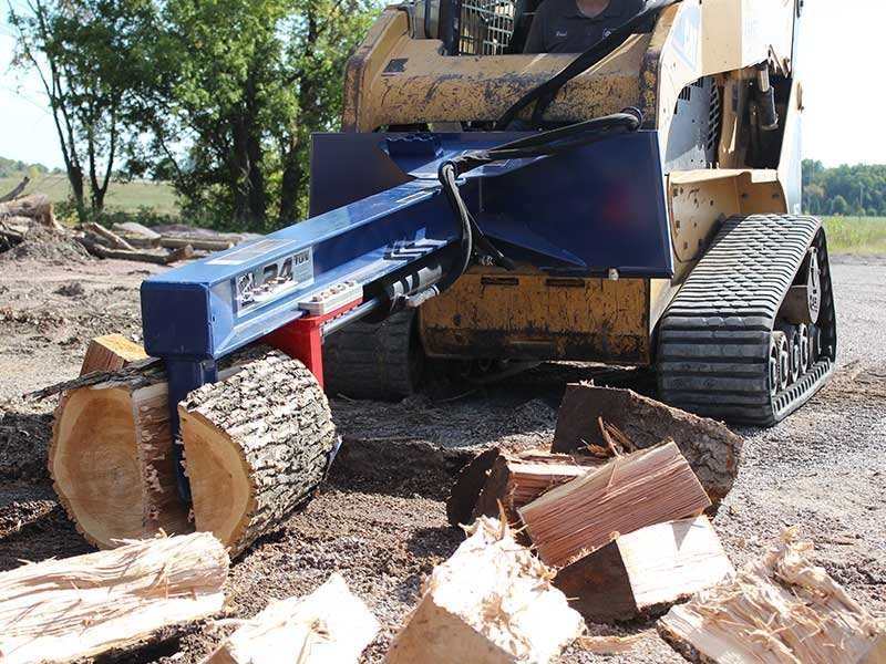 24 Ton Iron &amp; Oak Upside Down Skid Steer Log Splitter Attachment (SMH2419)